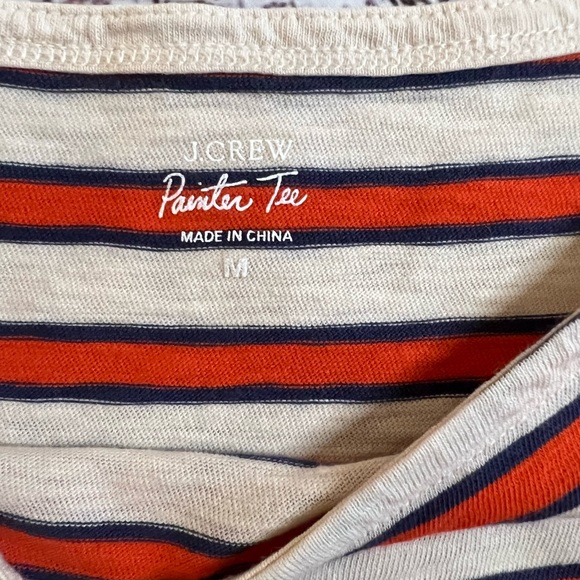 J Crew painter tee size M medium orange cream navy 3/4 sleeve - Picture 4 of 5